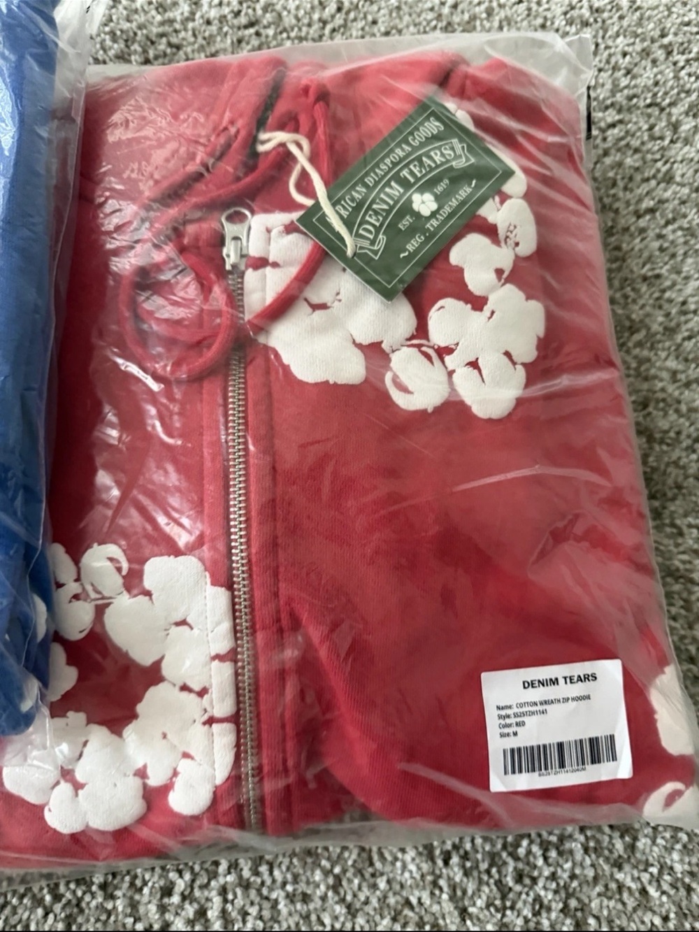 Denim Tears Red Floral Zip Hoodie